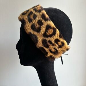 Vintage Leopard Print Genuine Fur Winter Headband